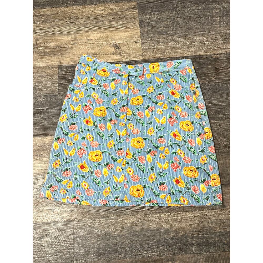 Tommy Hill Figure Floral Blue Skirt Size 10 P - Picture 2 of 3